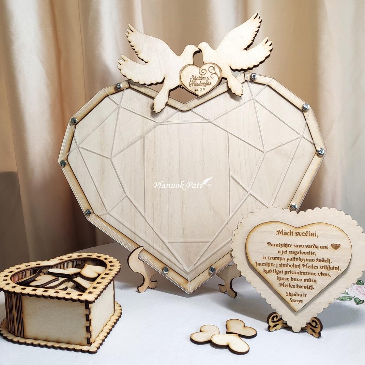 Deimantinė širdis svečių palinkėjimams