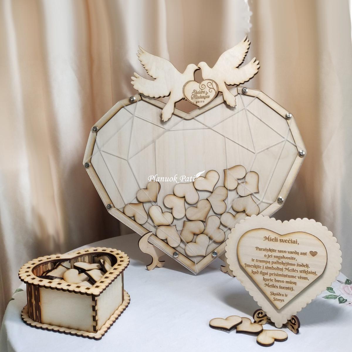 Deimantinė širdis svečių palinkėjimams