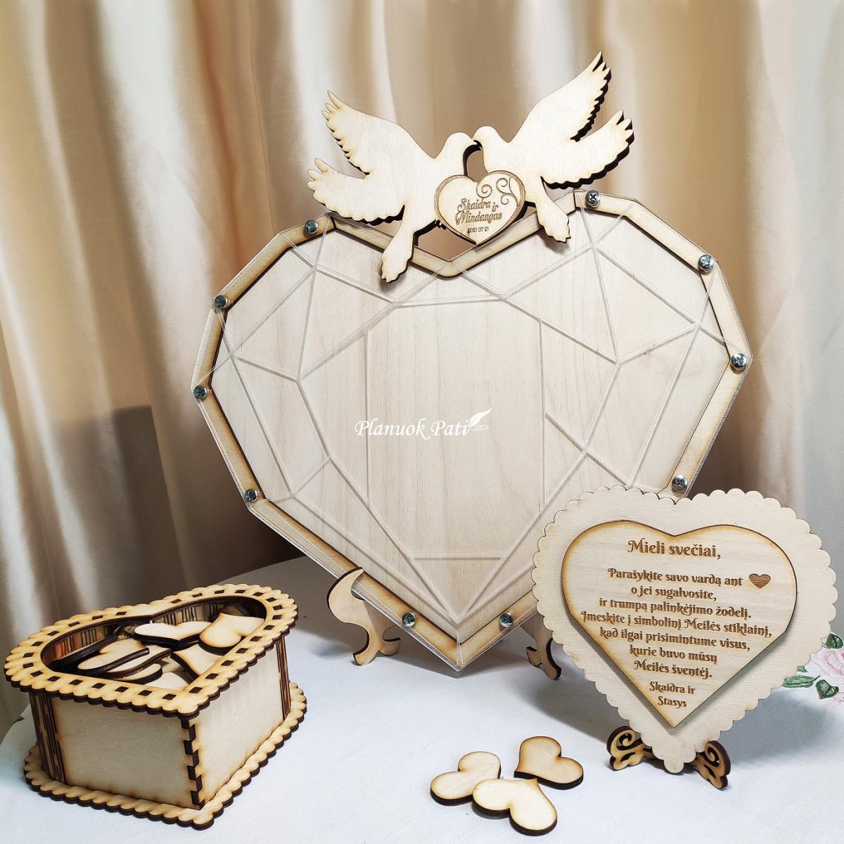 Deimantinė širdis svečių palinkėjimams