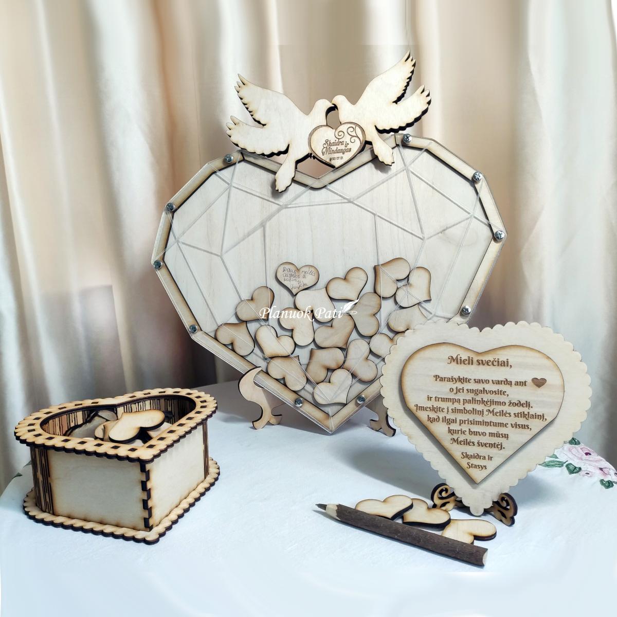 Deimantinė širdis svečių palinkėjimams