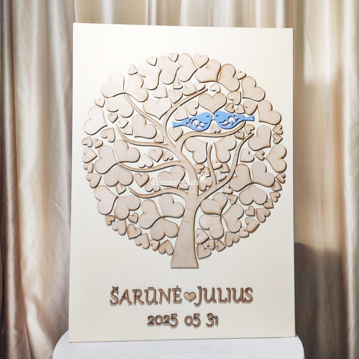 Paveikslas širdučių medis svečių palinkėjimams rašyti (50x70cm)