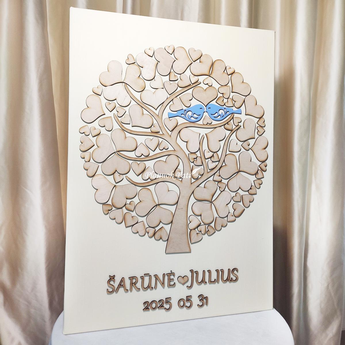 Paveikslas širdučių medis svečių palinkėjimams rašyti (50x70cm)