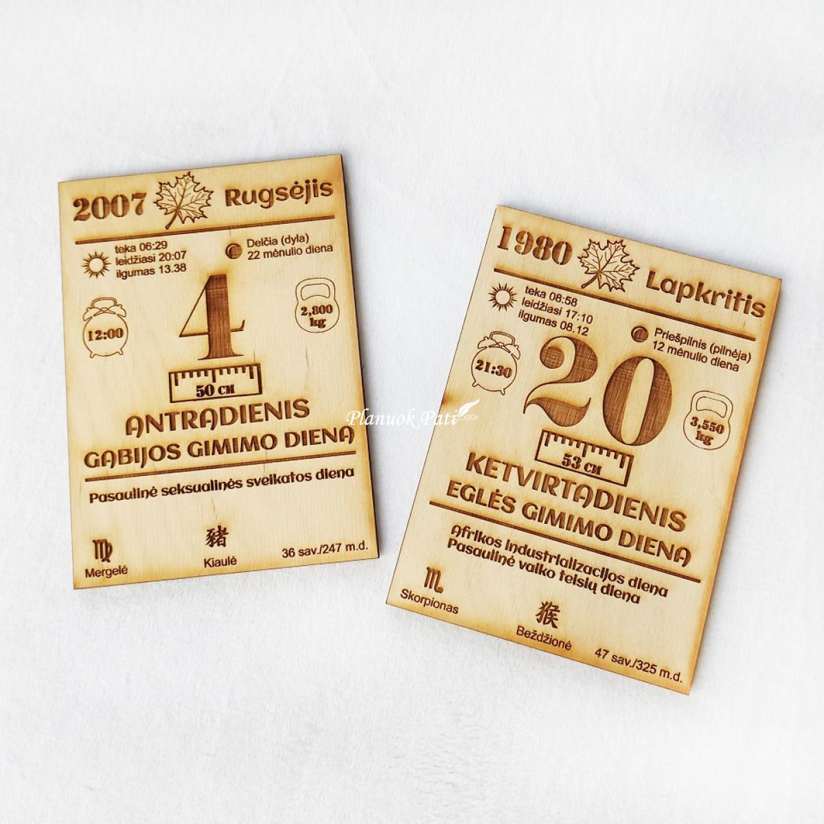 Gimimo dienos kalendoriaus lapelis - magnetukas