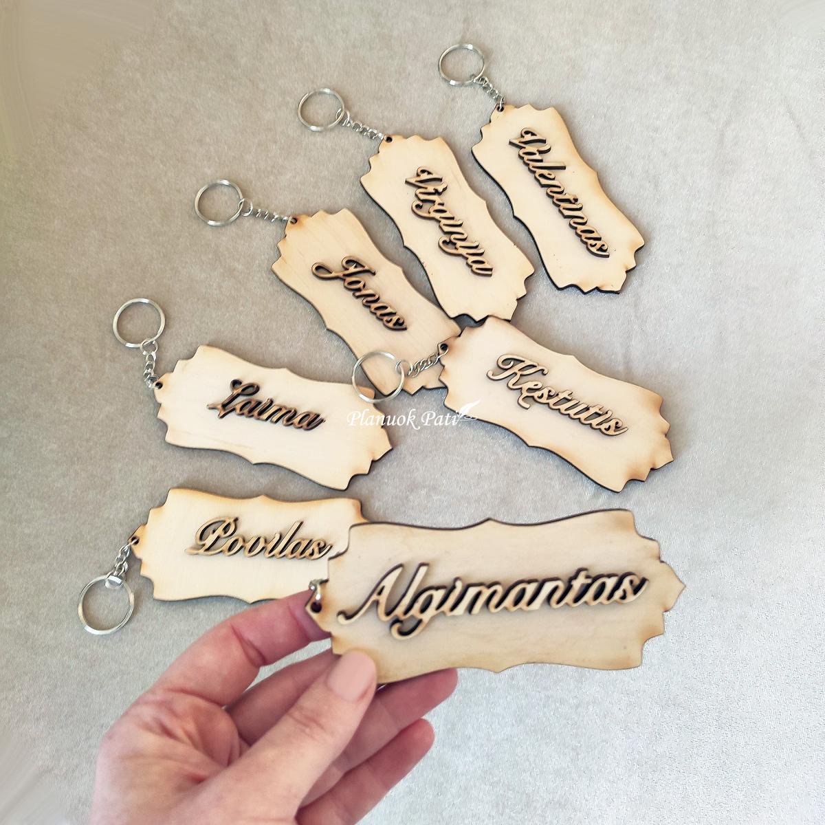 Svečio vardo kortelė su rakto pakabuku