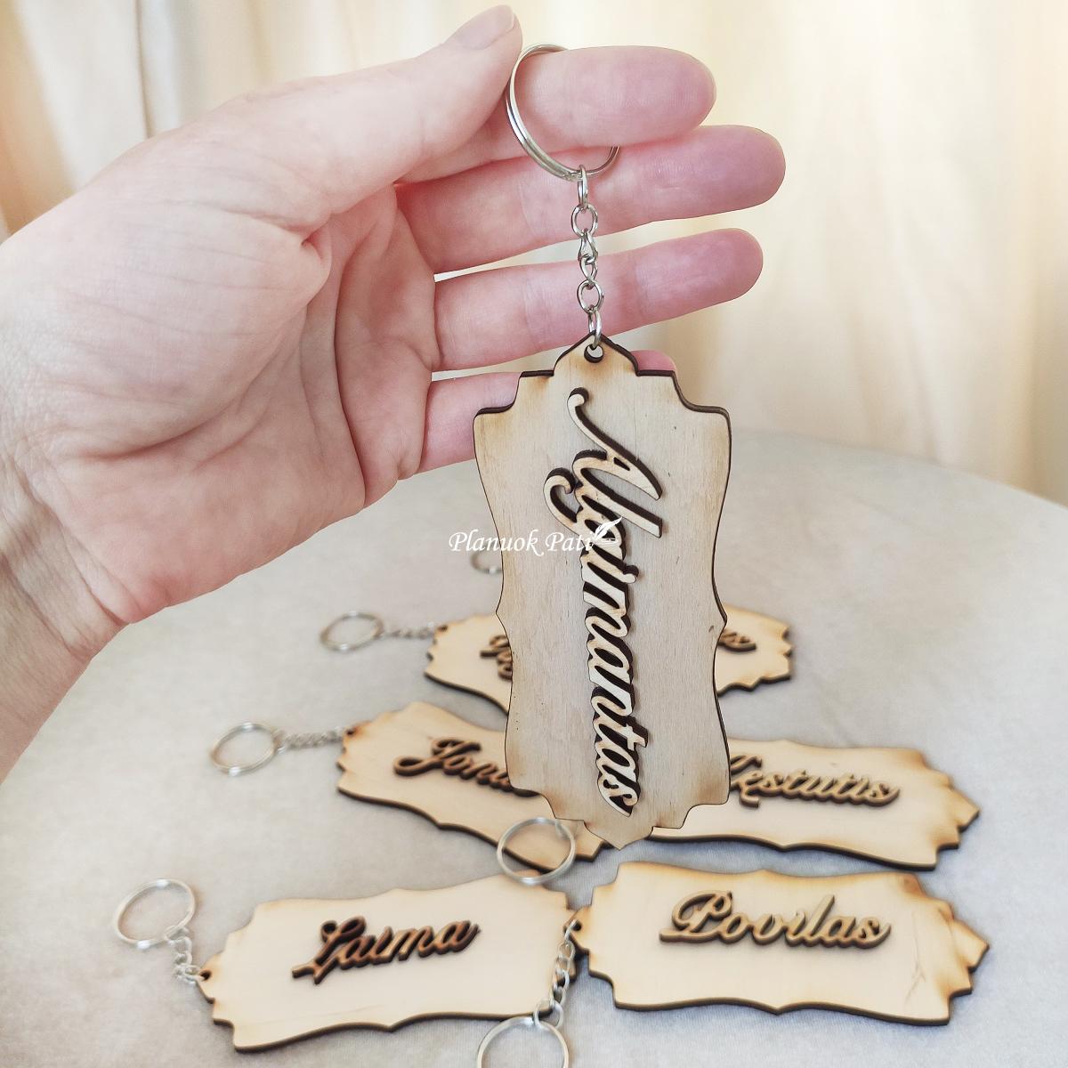 Svečio vardo kortelė su rakto pakabuku