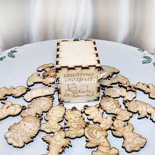 20 krikštynų palinkėjimų angeliukų dėžutėje