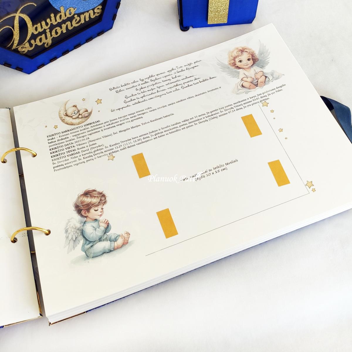 Krikštynoms - krikštadėžė, knyga, žvakės dėžutė ir taupyklė