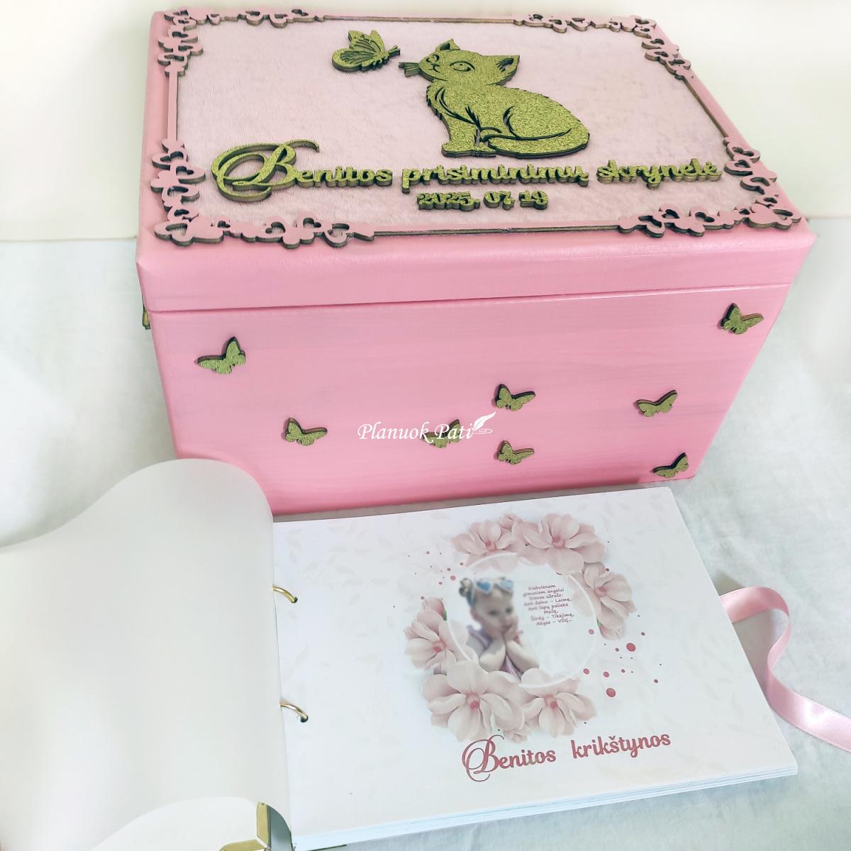 Krikštadėžė ir palinkėjimų knyga Katinėlis