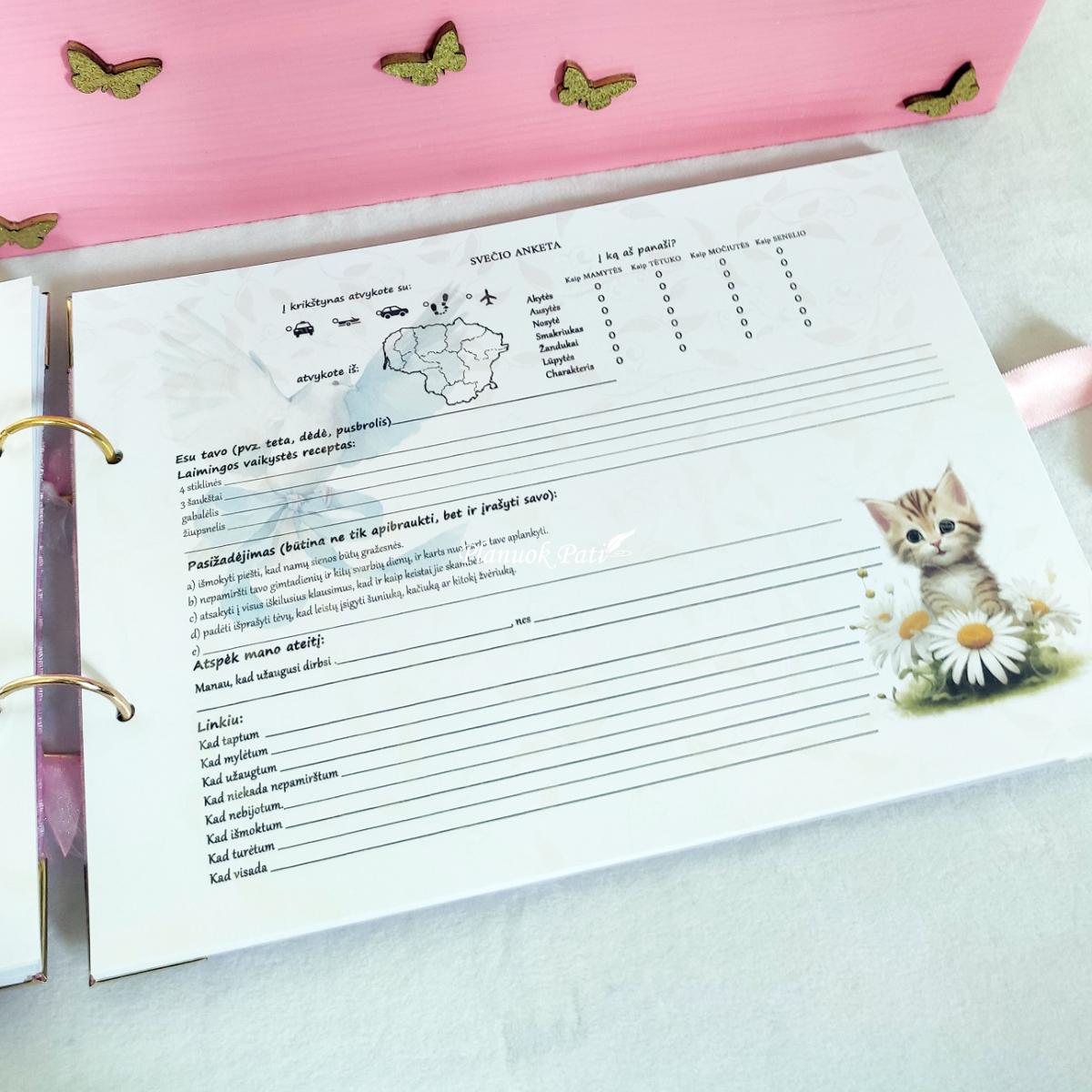 Krikštadėžė ir palinkėjimų knyga Katinėlis