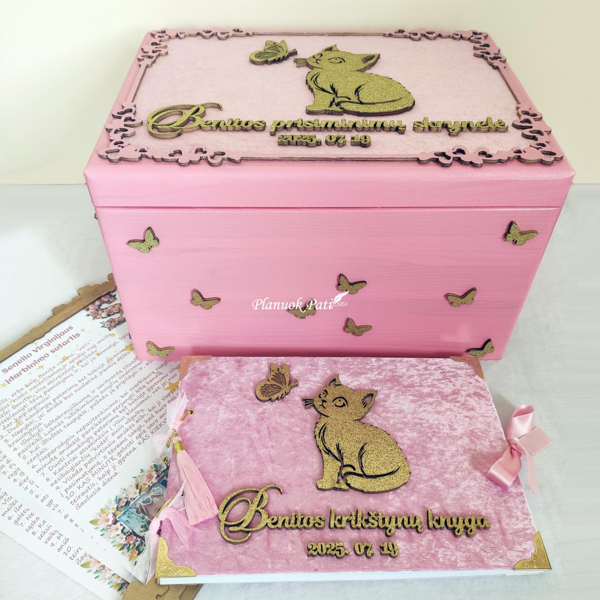 Krikštadėžė ir palinkėjimų knyga Katinėlis