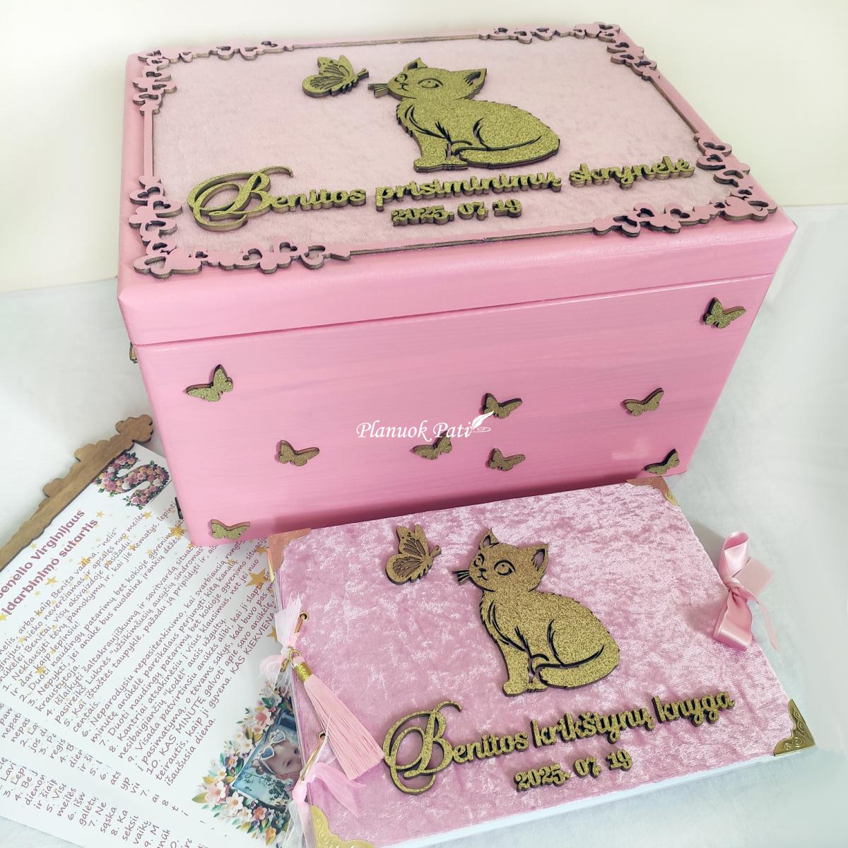 Krikštadėžė ir palinkėjimų knyga Katinėlis