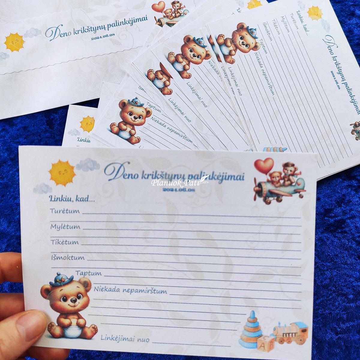 Kortelė krikštynų palinkėjimams