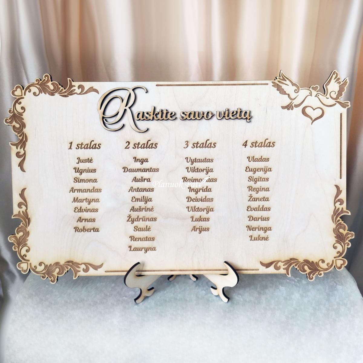 Svečių susodinimo planas - graviruotas