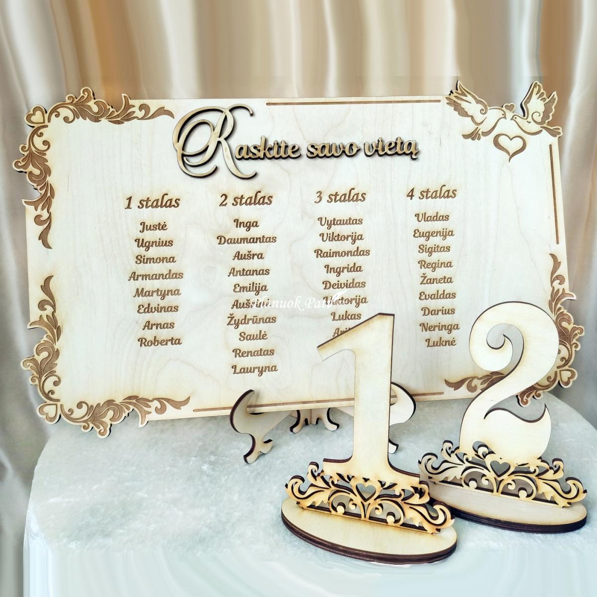 Svečių susodinimo planas - graviruotas