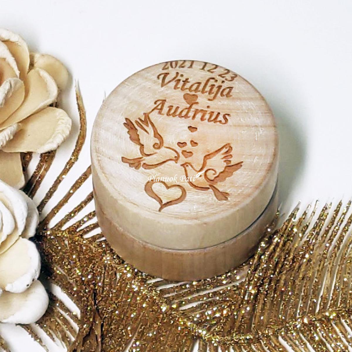 Apvali dėžutė vestuviniams žiedams (maža)