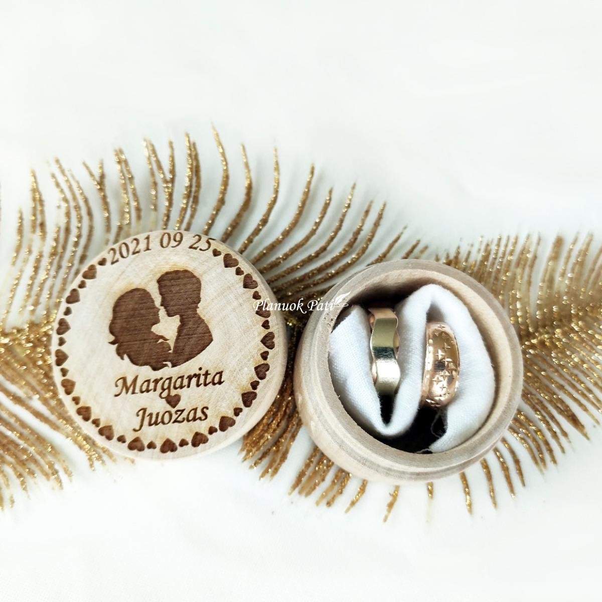 Apvali dėžutė vestuviniams žiedams (maža)