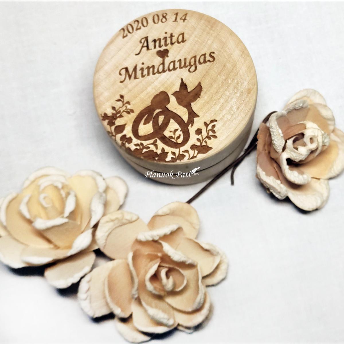 Apvali dėžutė vestuviniams žiedams (maža)