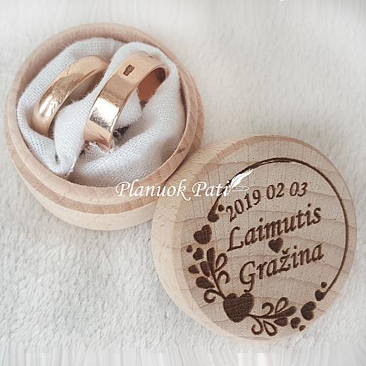 Apvali dėžutė vestuviniams žiedams (maža)