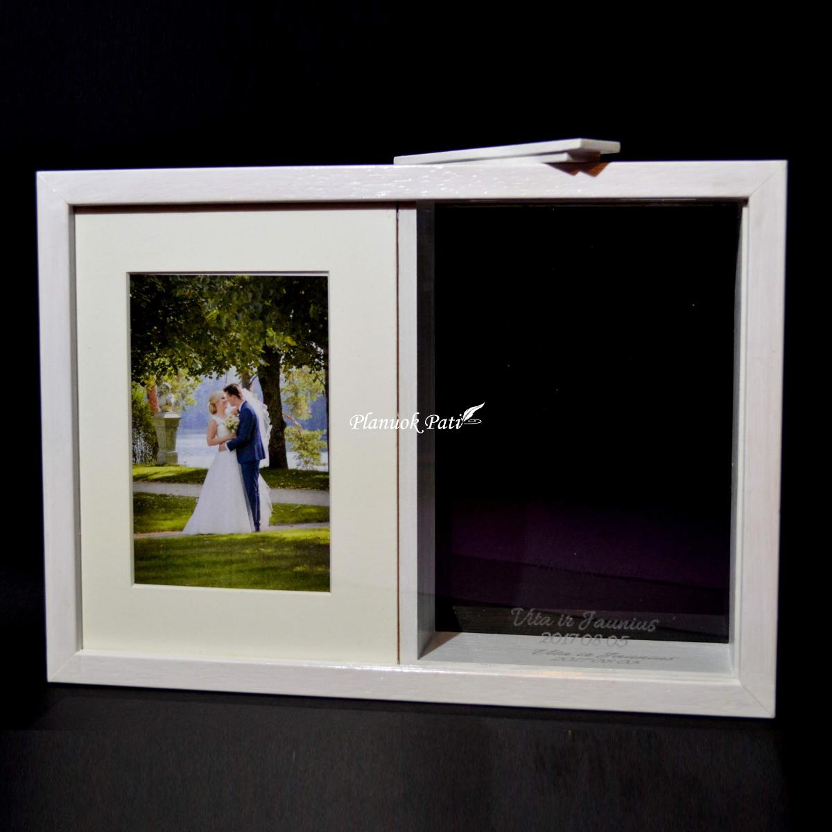 Dėžutė su nuotrauka smėlio ceremonijai