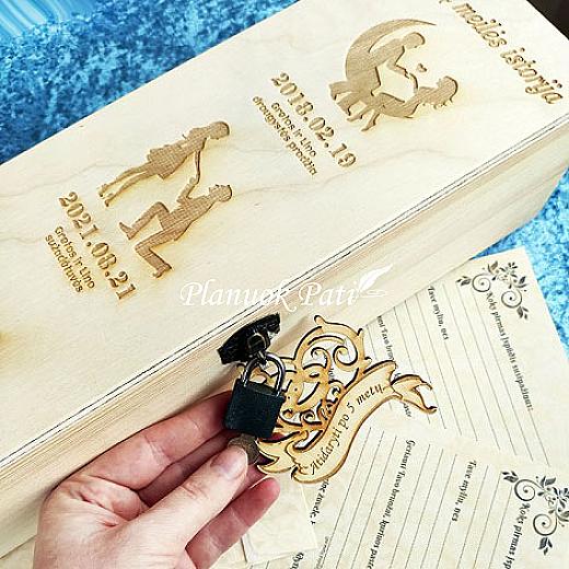 Vyno dėžė su spynele vestuvių metinėms