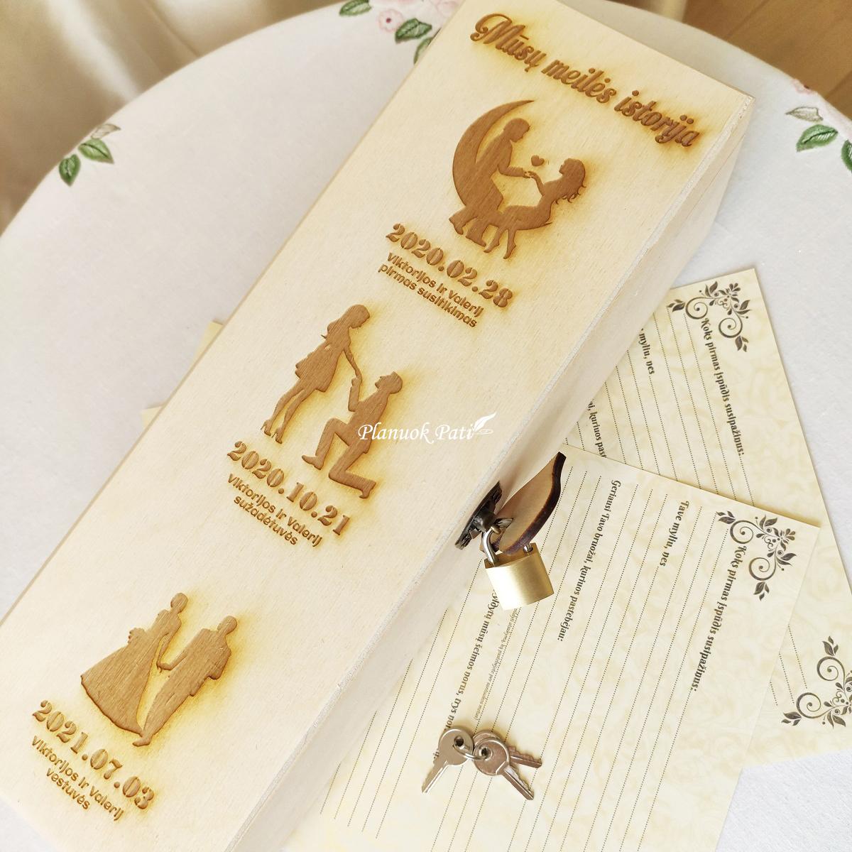 Vyno dėžė su spynele vestuvių metinėms