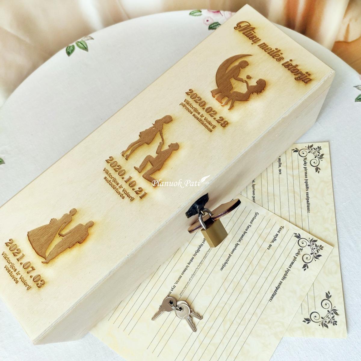 Vyno dėžė su spynele vestuvių metinėms