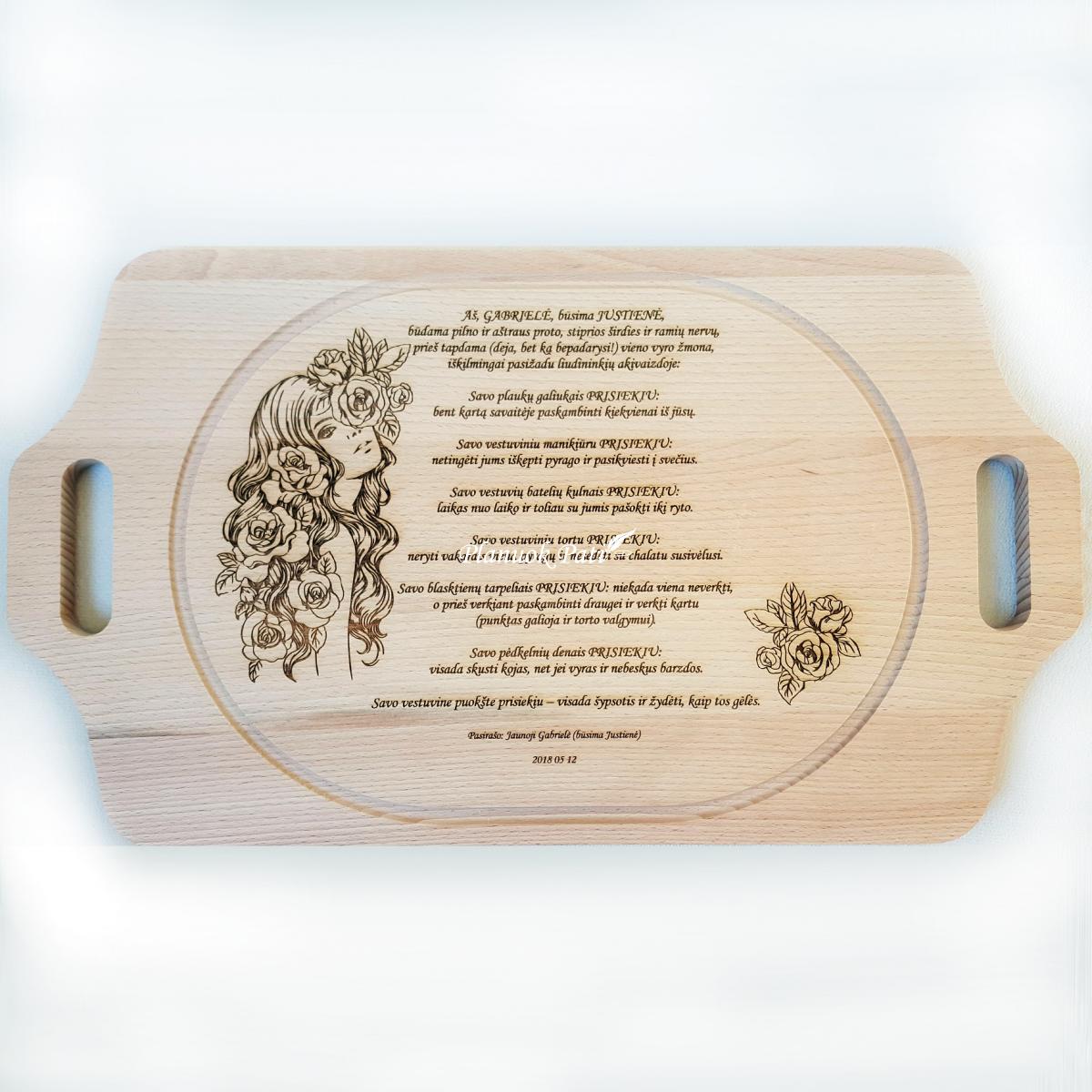 Pjaustymo lentelė-padėklas su graviruotu tekstu