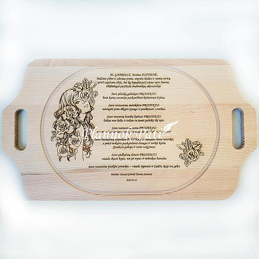 Pjaustymo lentelė-padėklas su graviruotu tekstu