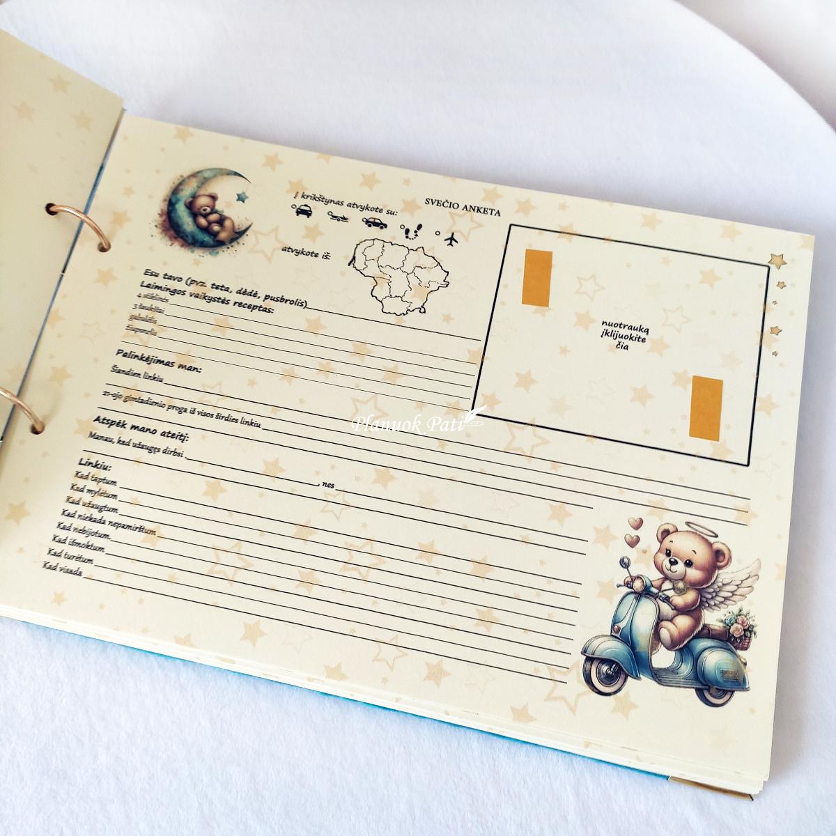 Krikštynų komplektas Meškutis (įvairios spalvos)