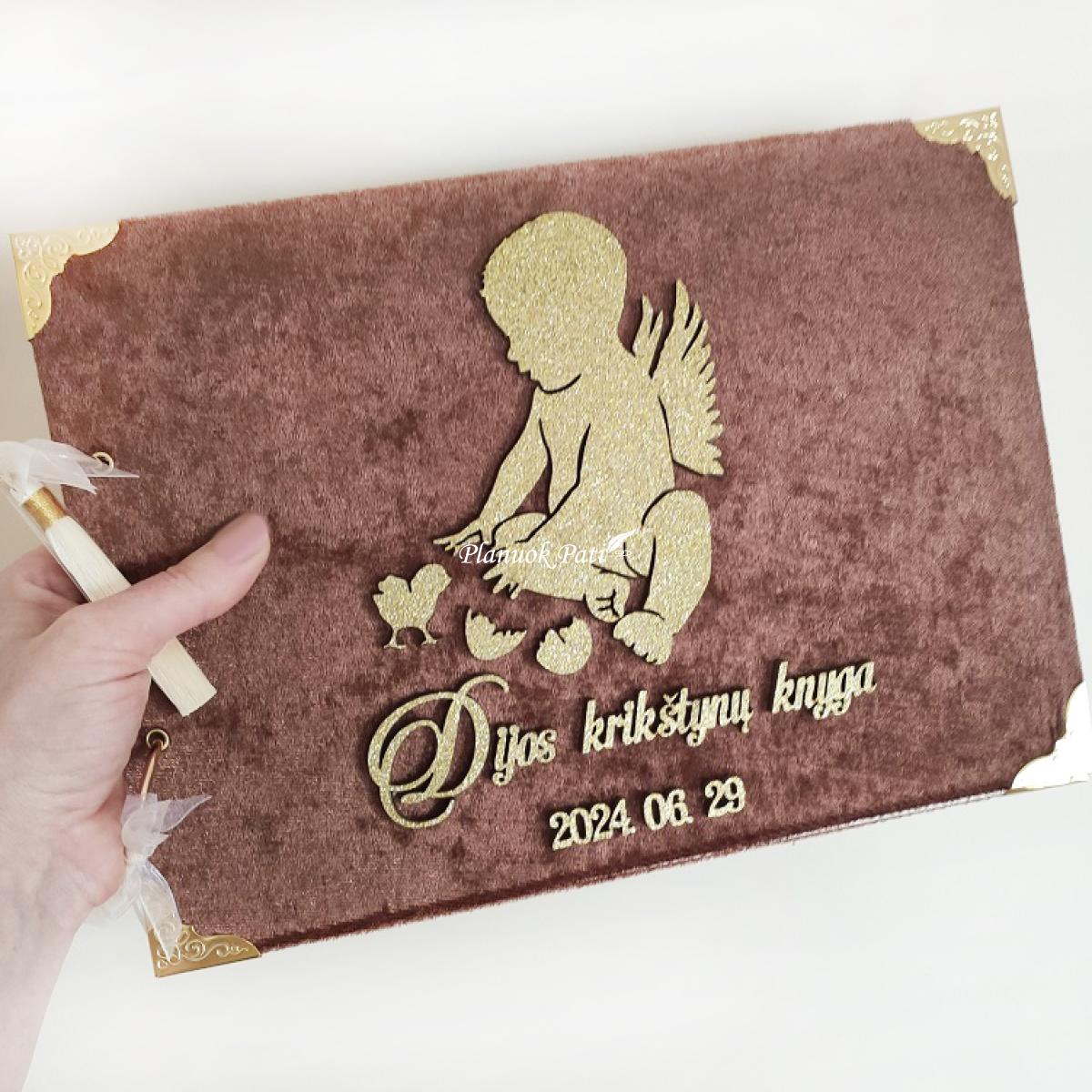 Palinkėjimų knyga krikštynoms Angelėlis su paukšteliu