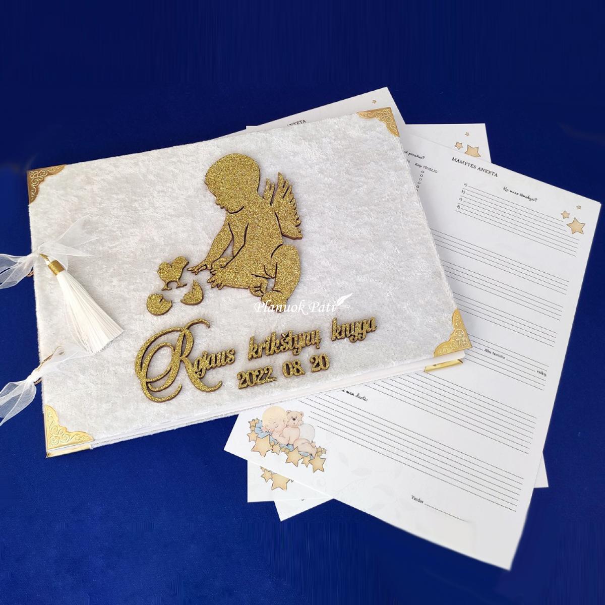 Palinkėjimų knyga krikštynoms Angelėlis su paukšteliu