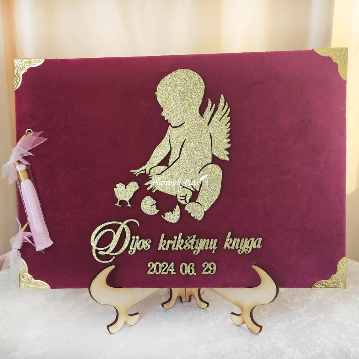 Palinkėjimų knyga krikštynoms Angelėlis su paukšteliu