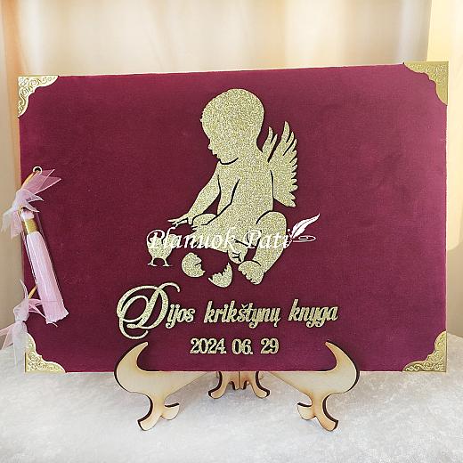 Palinkėjimų knyga krikštynoms Angelėlis su paukšteliu