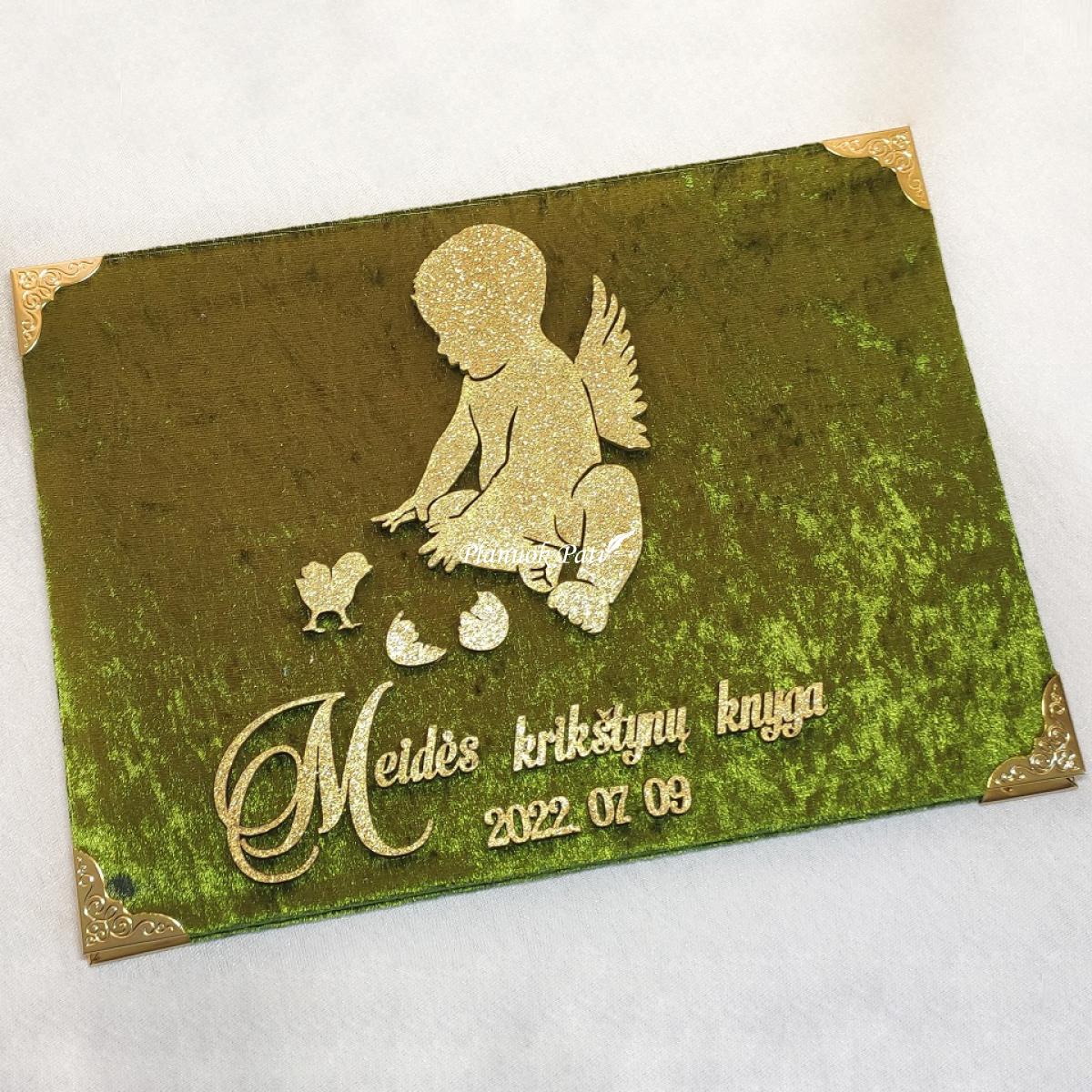 Palinkėjimų knyga krikštynoms Angelėlis su paukšteliu