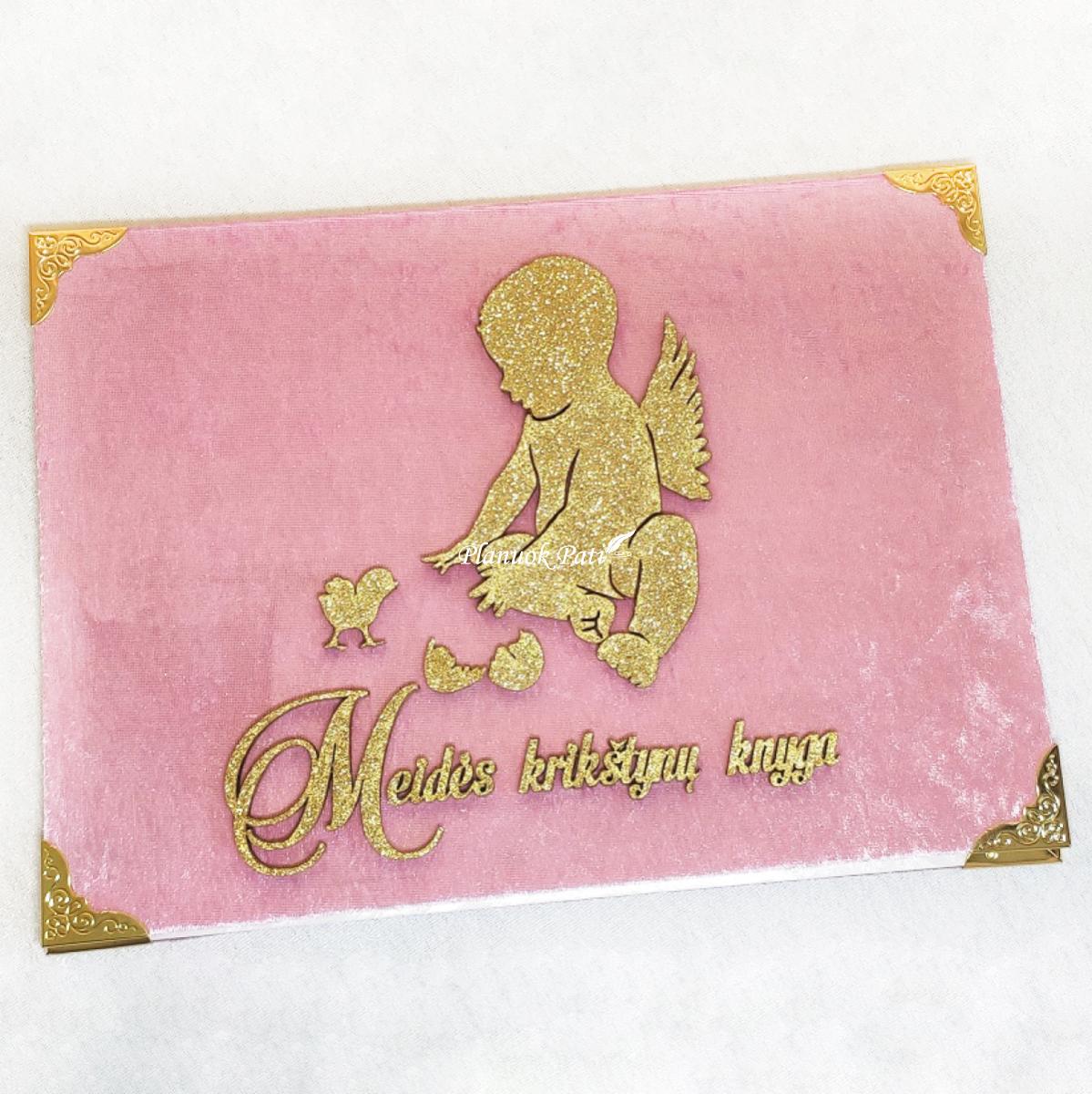 Palinkėjimų knyga krikštynoms Angelėlis su paukšteliu