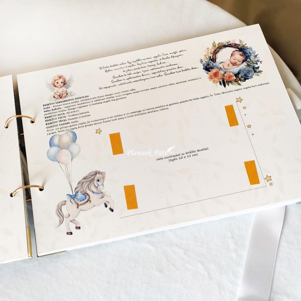 Palinkėjimų knyga krikštynoms Angelėlis su paukšteliu