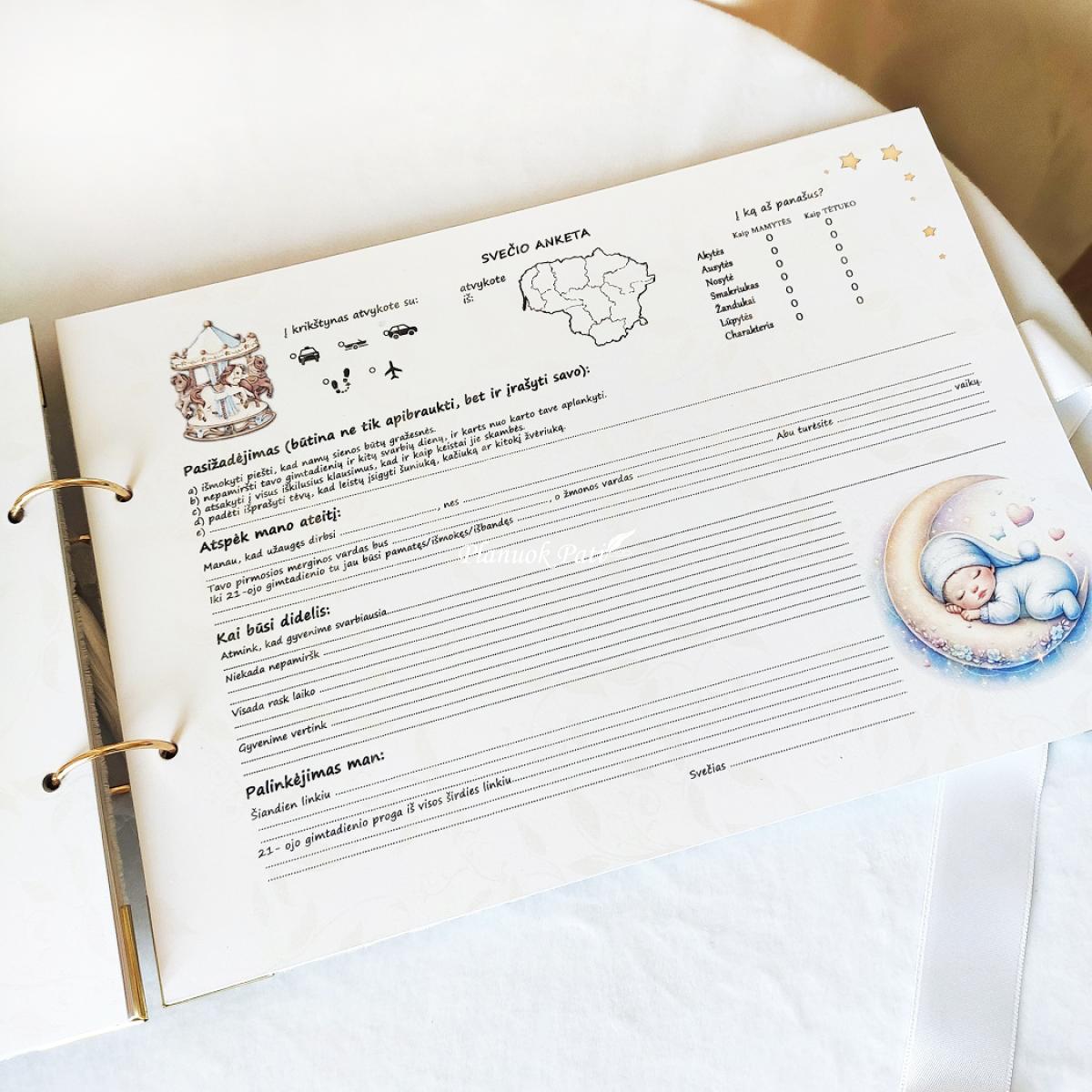 Palinkėjimų knyga krikštynoms Angelėlis su paukšteliu
