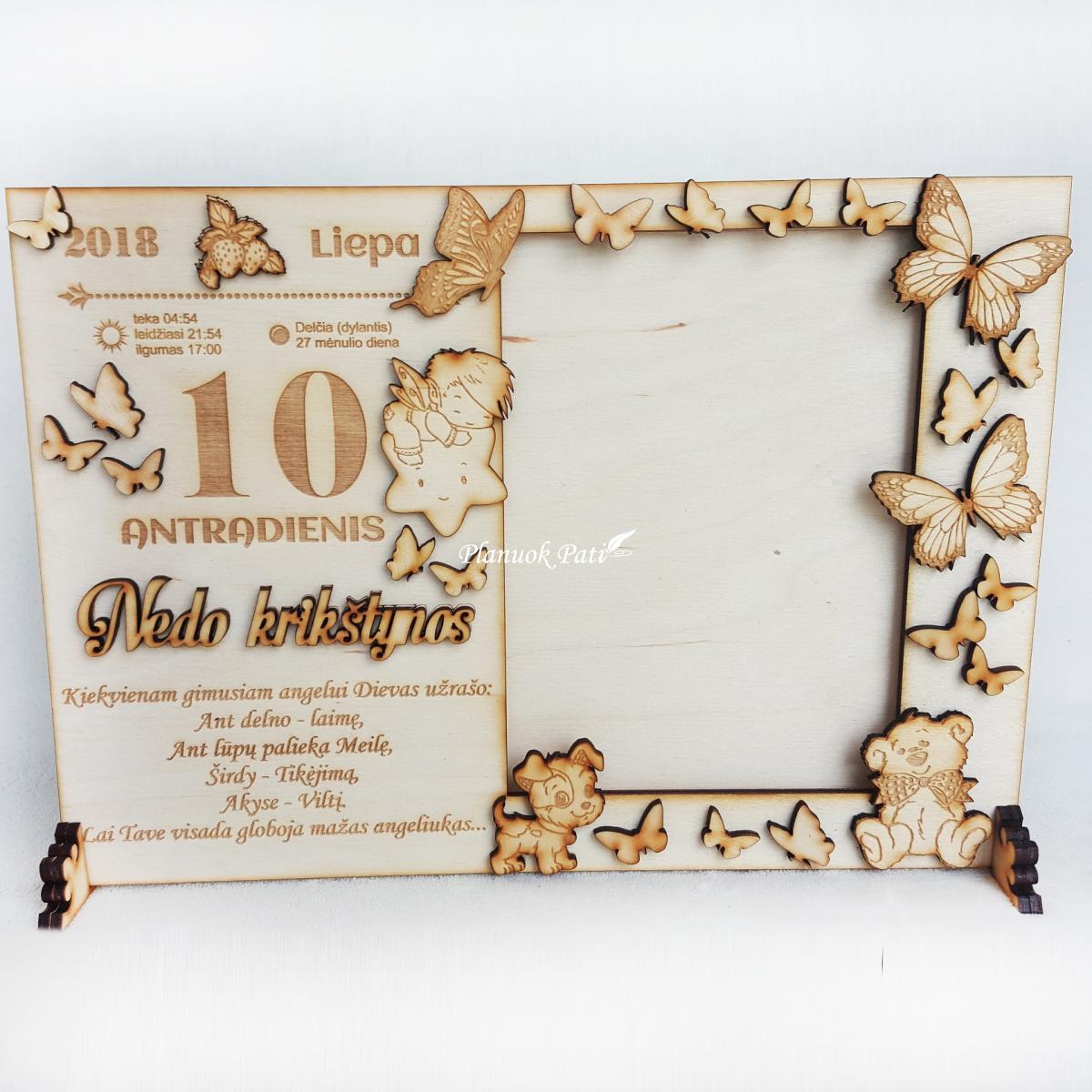 Krikštynų rėmelis su sveikinimu