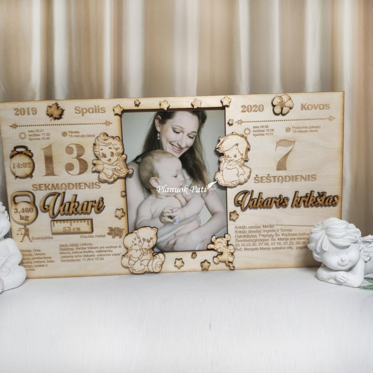 Gimimo metrikų ir krikštynų dienos rėmelis nuotraukai