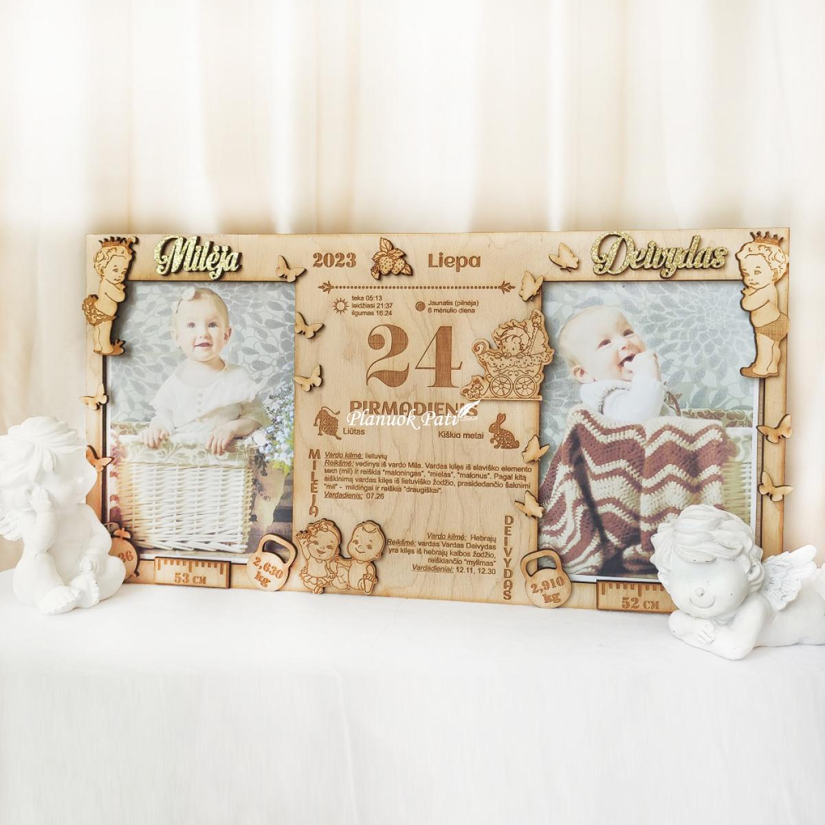 Metrikų rėmelis dviems nuotraukoms