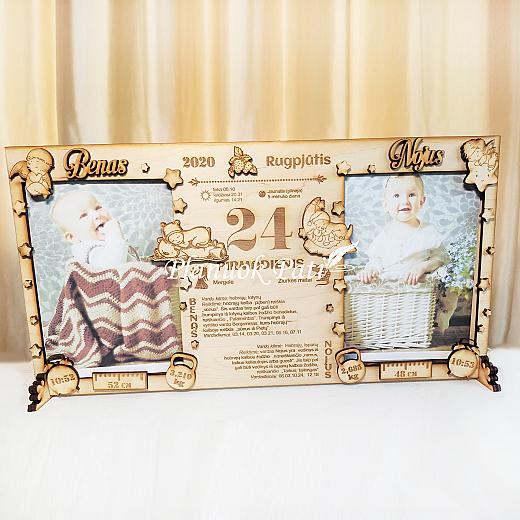 Metrikų rėmelis dviems nuotraukoms