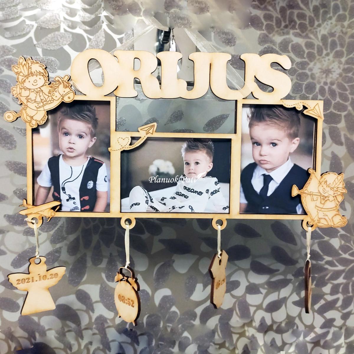 Pakabinamas metrikų rėmelis trims nuotraukoms