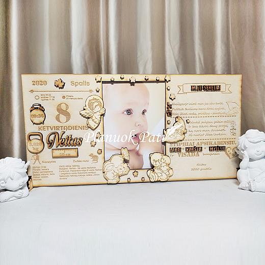 Rėmelis seneliams su vaiko gimimo metrikais