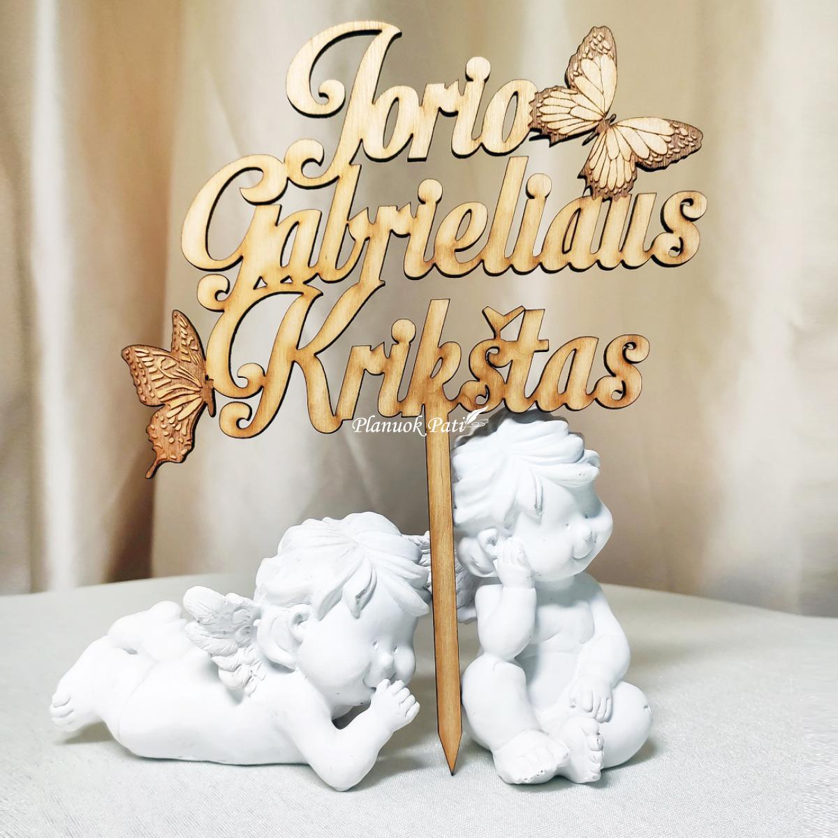 Vardinis krikštynų torto smeigtukas