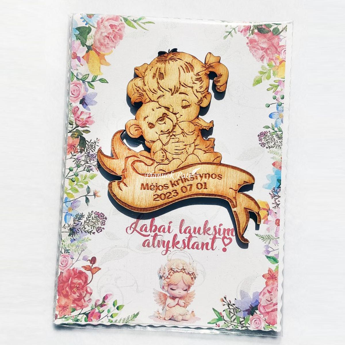 Krikštynų kvietimas svečiams - magnetukas