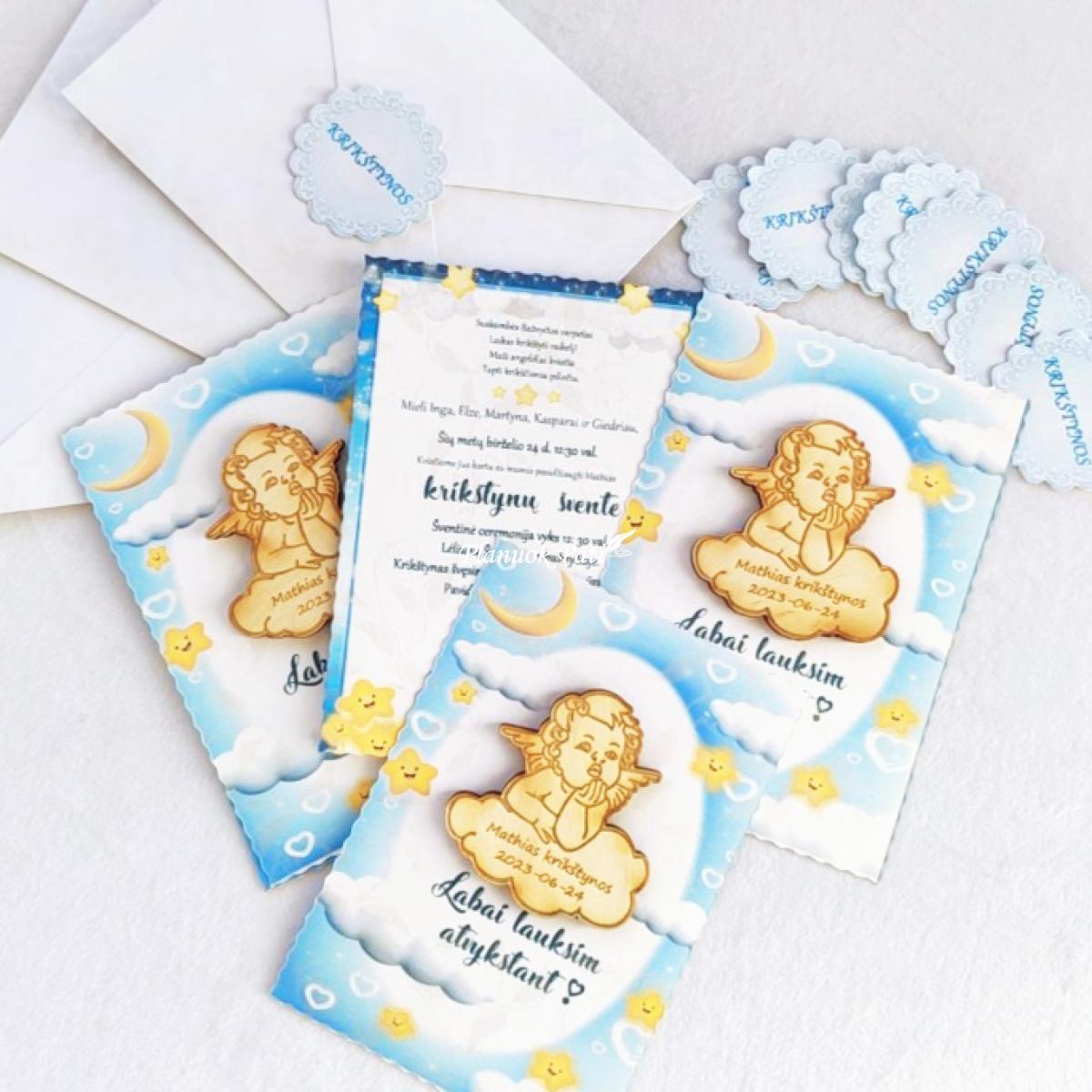 Krikštynų kvietimas svečiams - magnetukas