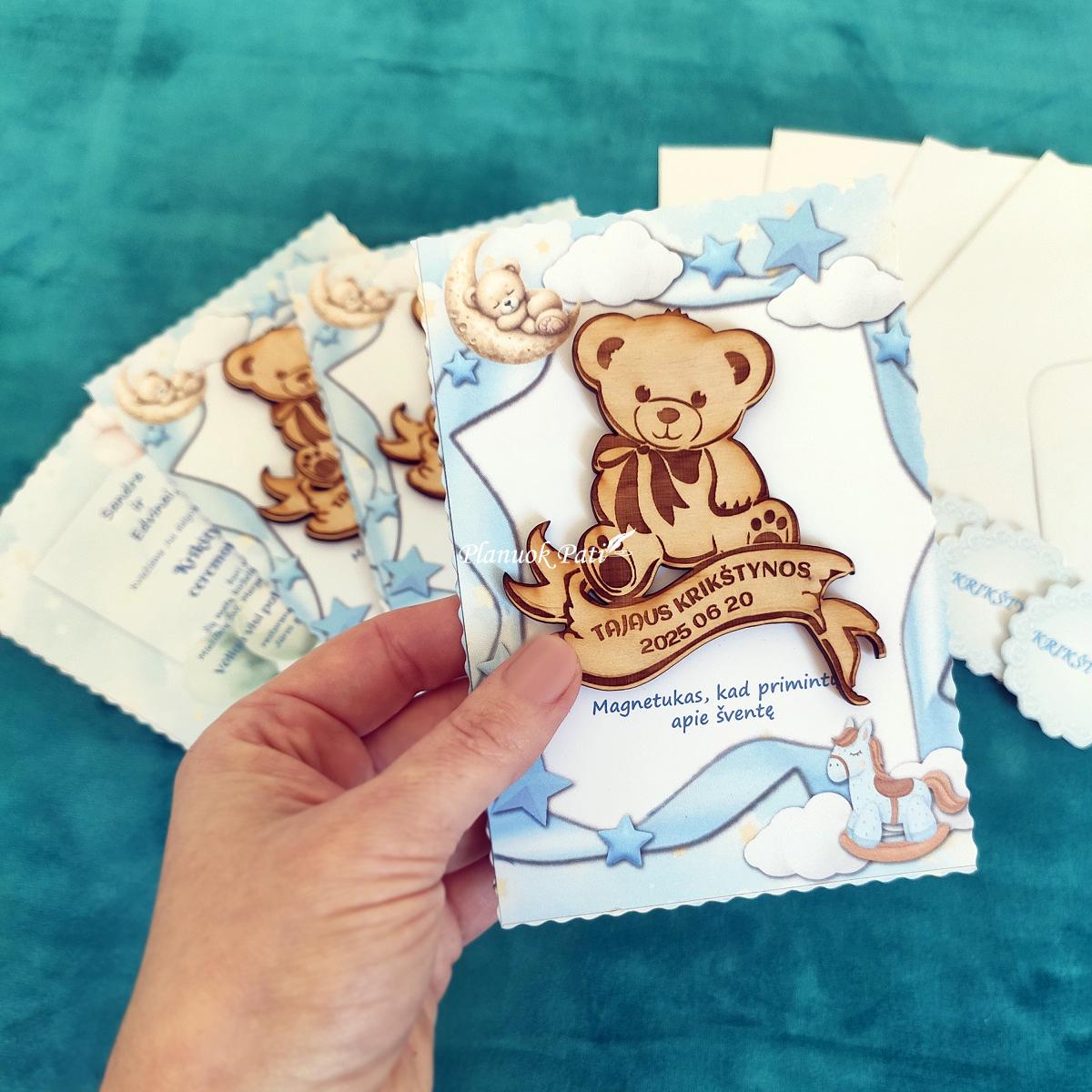 Krikštynų kvietimas svečiams - magnetukas