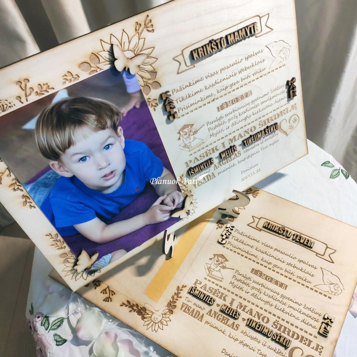 Padėka krikšto tėveliams su nuotrauka