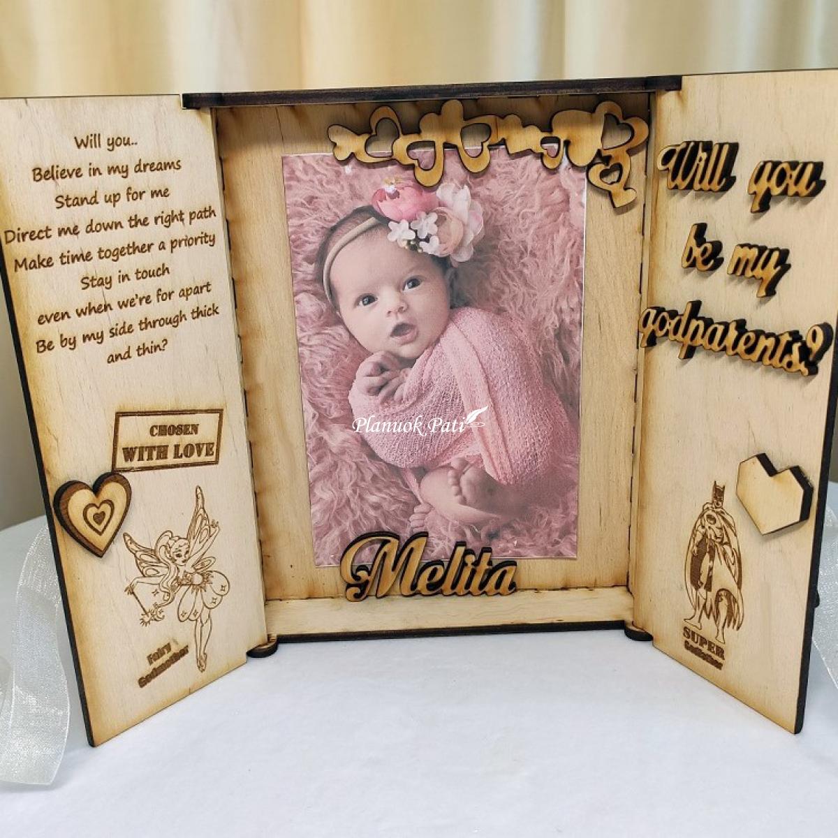 Kvietimas būti krikšto tėveliais - magnetukai atverčiamuose rėmeliuose