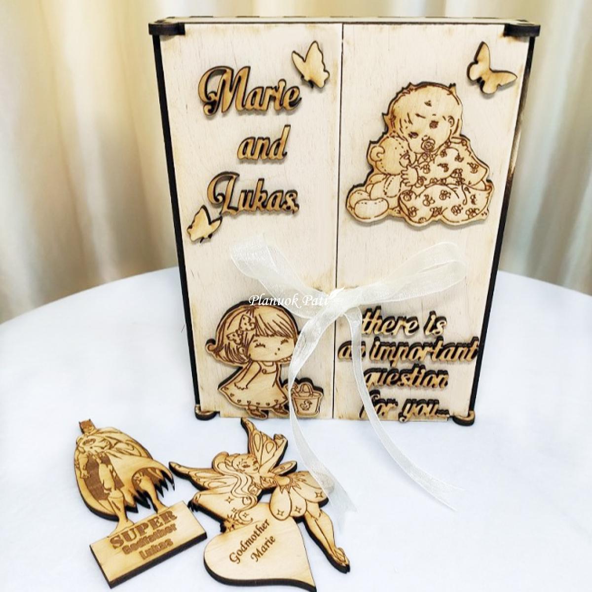 Kvietimas būti krikšto tėveliais - magnetukai atverčiamuose rėmeliuose